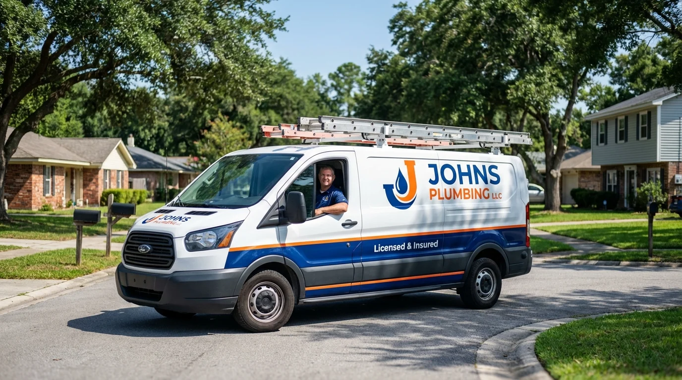 Johns Plumbing LLC service van in Fort Lauderdale, FL
