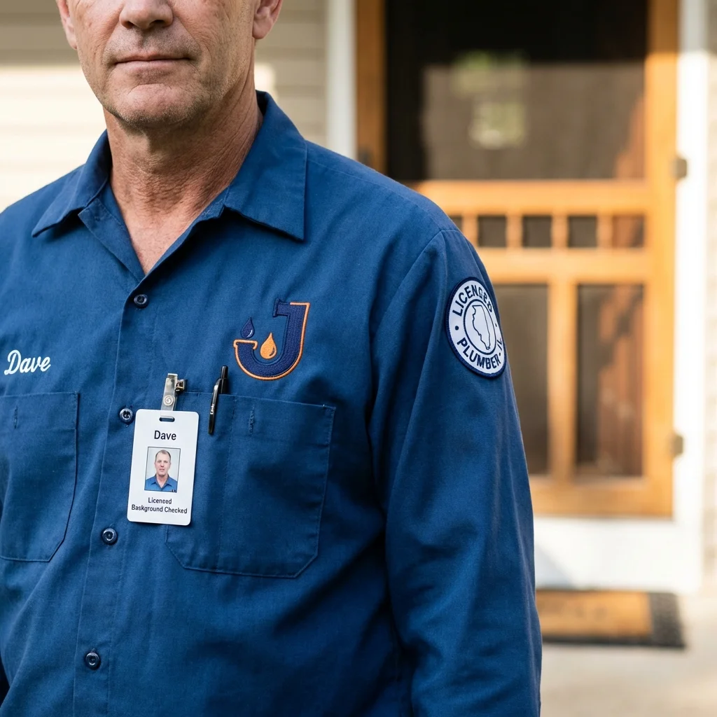 Licensed plumber showing ID badge in Fort Lauderdale, FL