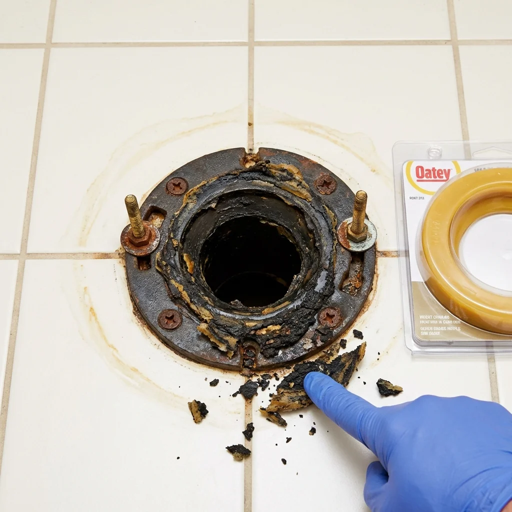Failed wax ring showing water seepage at the base of a toilet in a Fort Lauderdale, FL home