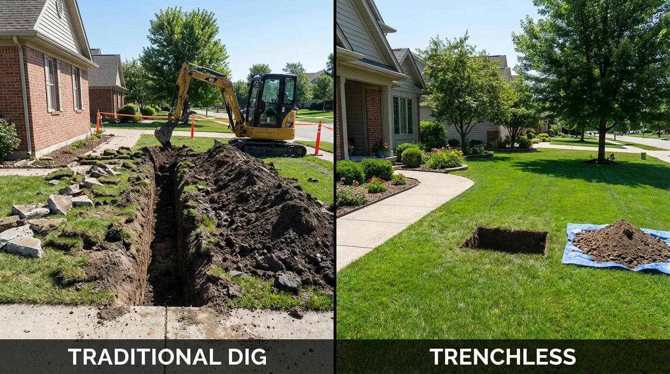Trenchless sewer repair with minimal yard damage versus traditional excavation in Fort Lauderdale, FL